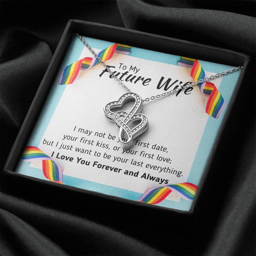 TO MY FUTURE WIFE LGBT DOUBLE HEARTS NECKLACE GIFT SET - ON CLOUD NINE GIFTS