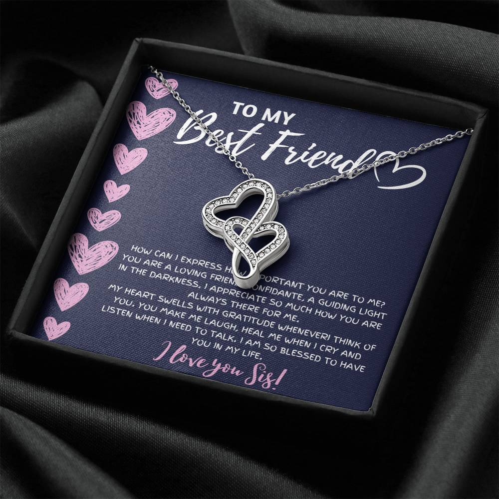 TO MY BEST FRIEND "BLESSED TO HAVE YOU IN MY LIFE" DOUBLE HEARTS NECKLACE GIFT SET - ON CLOUD NINE GIFTS