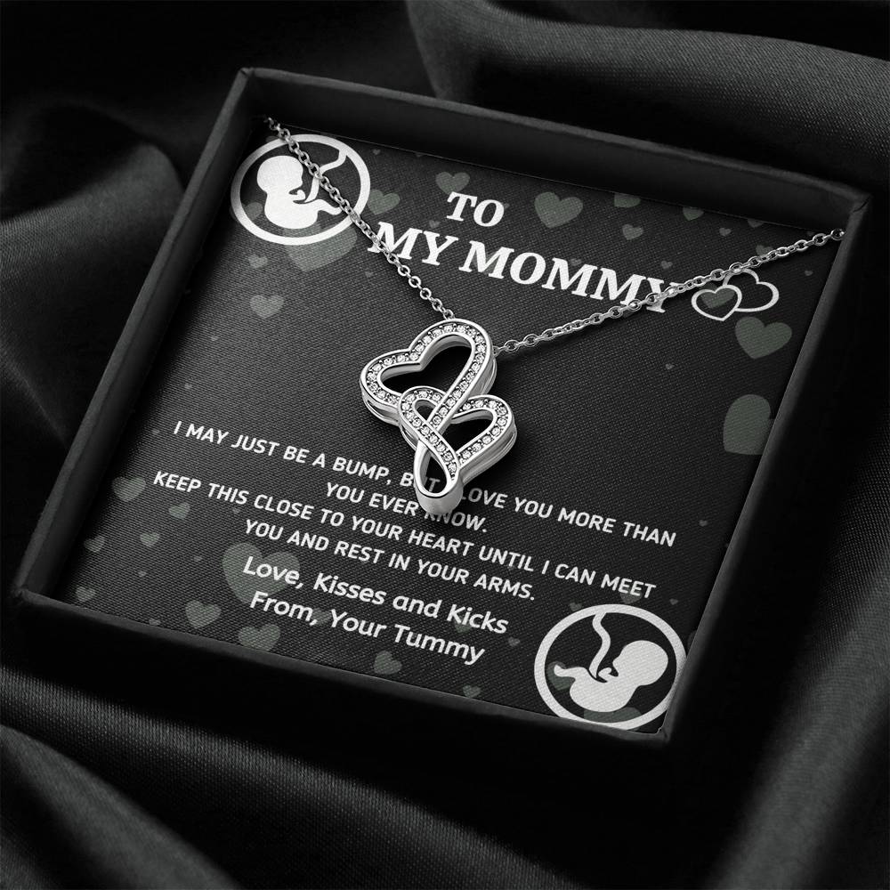 TO MY MOMMY "BABY IN TUMMY" DOUBLE HEARTS NECKLACE GIFT SET - ON CLOUD NINE GIFTS