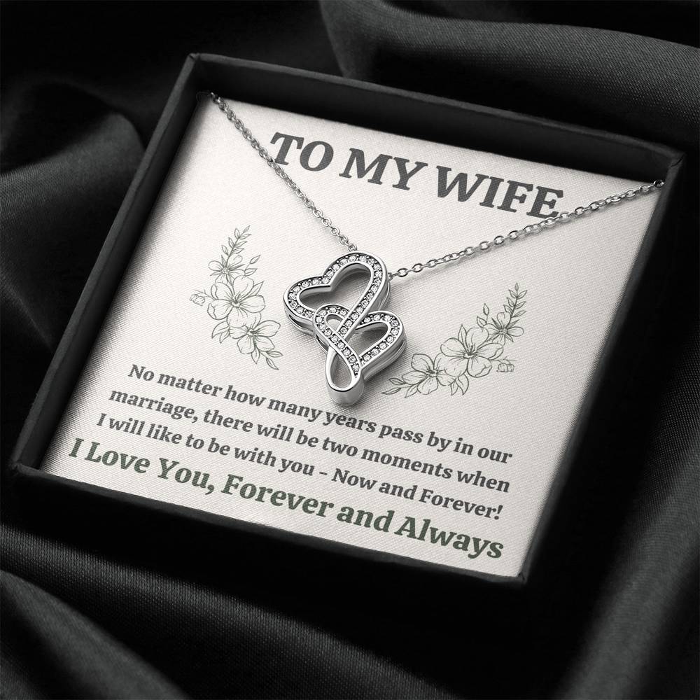 TO MY WIFE "MOMENTS" DOUBLE HEARTS NECKLACE GIFT SET - ON CLOUD NINE GIFTS