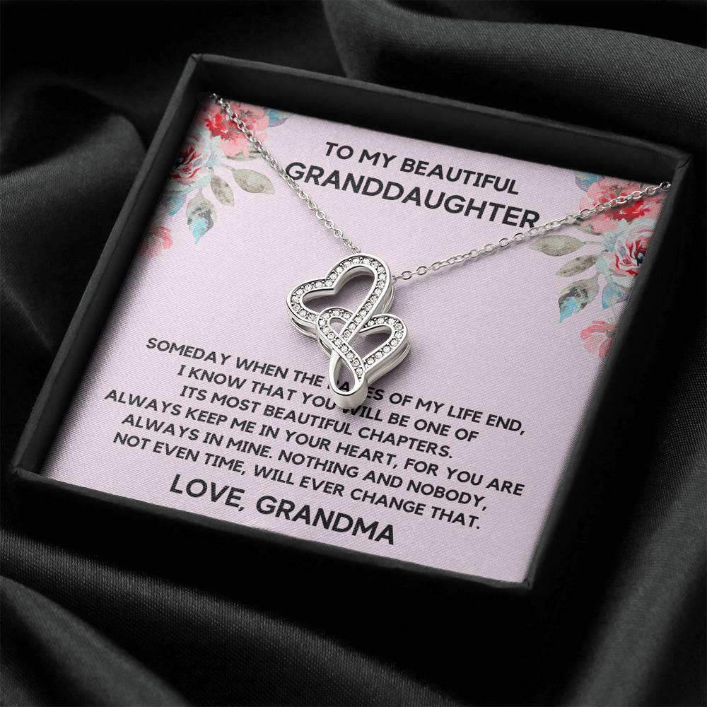 TO MY BEAUTIFUL GRANDDAUGHTER FROM GRANDMA CHAPTERS FLOWERS DOUBLE HEARTS NECKLACE GIFT SET - ON CLOUD NINE GIFTS