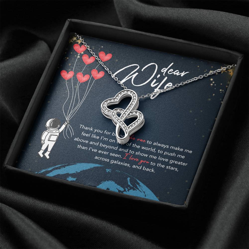 DEAR WIFE "STARS" DOUBLE HEARTS NECKLACE GIFT SET - ON CLOUD NINE GIFTS