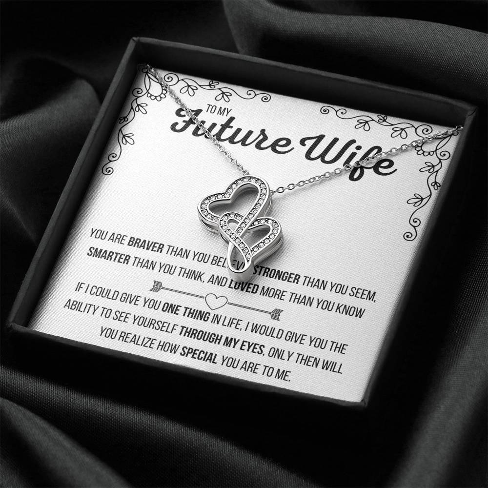 TO MY FUTURE WIFE "LOVED MORE THAN YOU KNOW" DOUBLE HEARTS NECKLACE GIFT SET - ON CLOUD NINE GIFTS