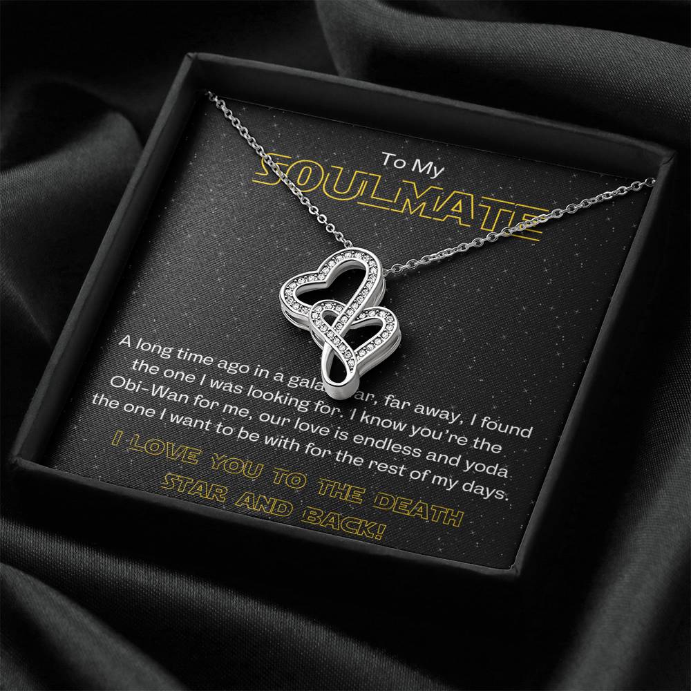 TO MY SOULMATE "GALAXY" DOUBLE HEARTS NECKLACE GIFT SET - ON CLOUD NINE GIFTS