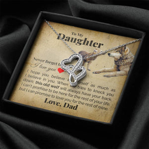 TO MY DAUGHTER "THIS OLD WOLF" DOUBLE HEARTS NECKLACE GIFT SET - ON CLOUD NINE GIFTS