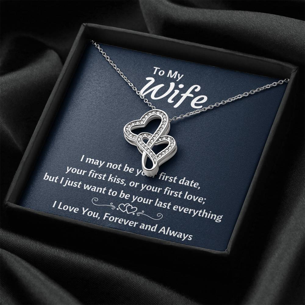 TO MY WIFE "YOUR LAST EVERYTHING" DOUBLE HEARTS NECKLACE GIFT SET - ON CLOUD NINE GIFTS