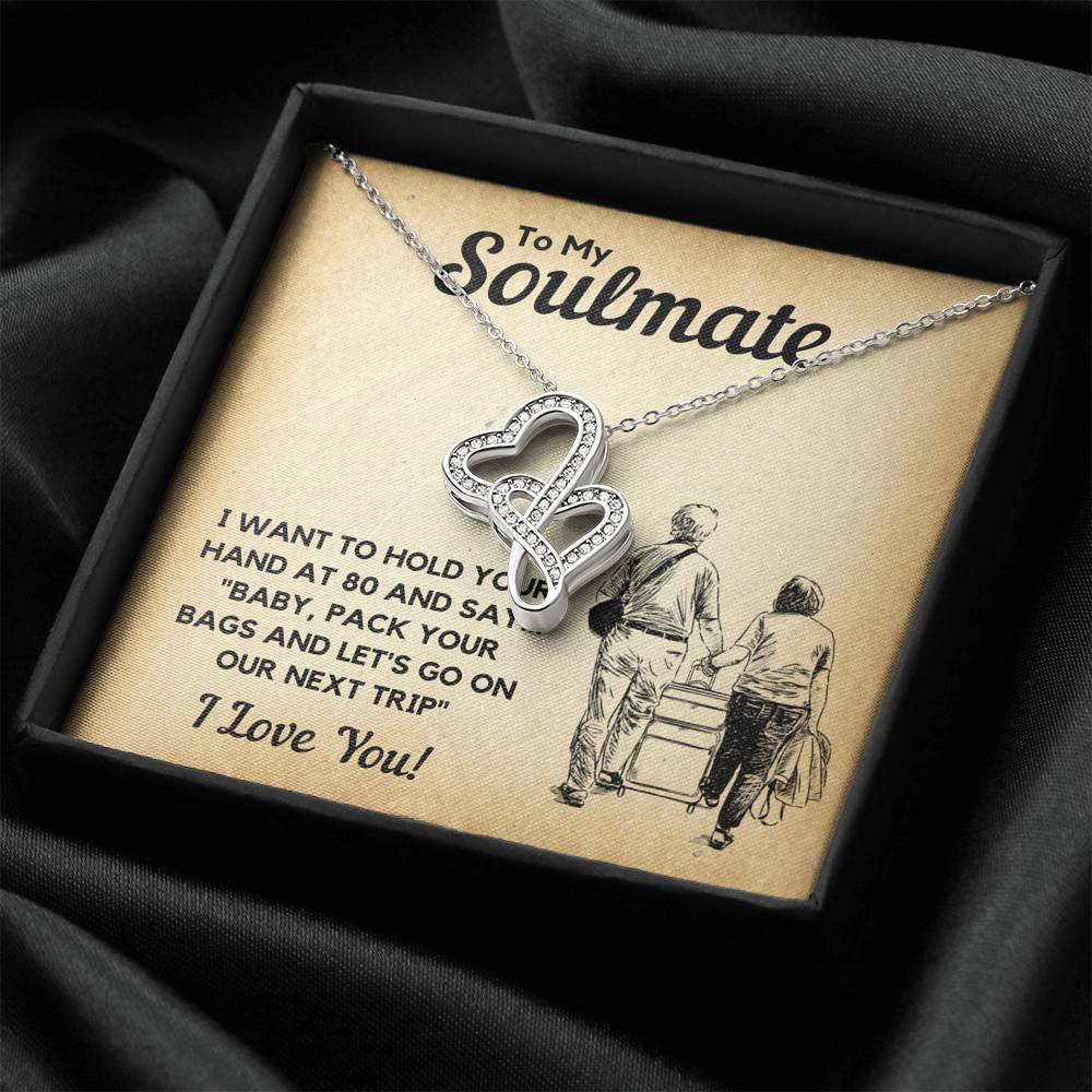 TO MY SOULMATE BAGS DOUBLE HEARTS NECKLACE GIFT SET - ON CLOUD NINE GIFTS