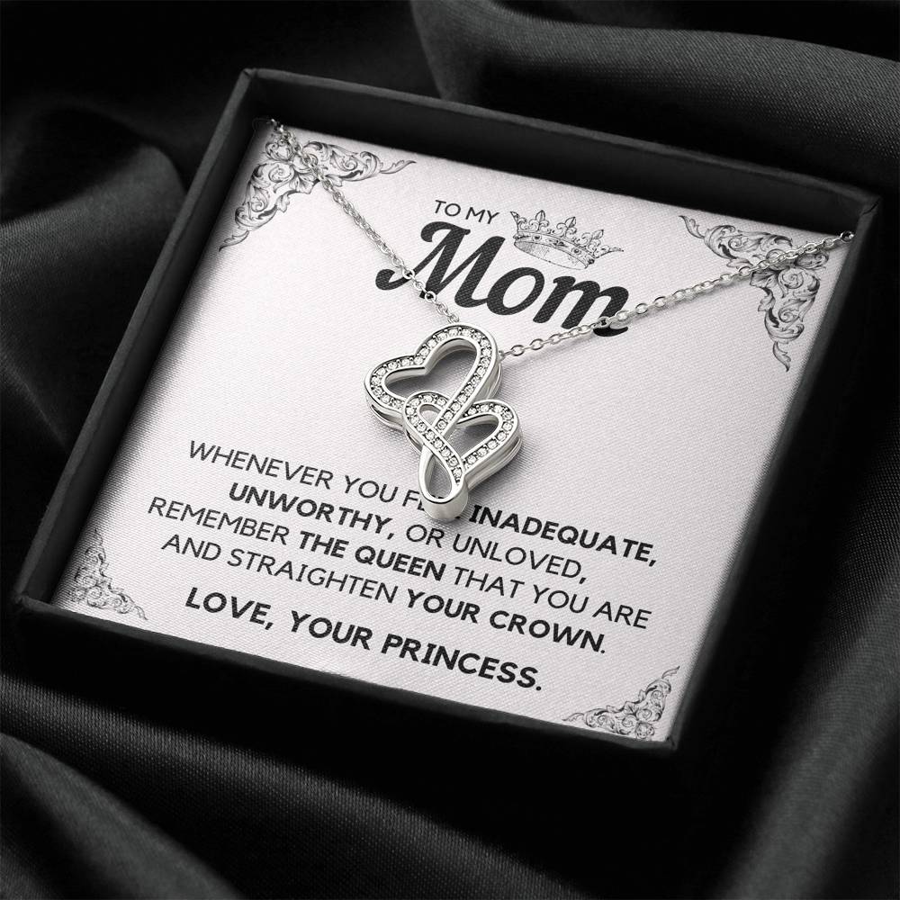 TO MY MOM PRINCESS DOUBLE HEARTS NECKLACE GIFT SET - ON CLOUD NINE GIFTS
