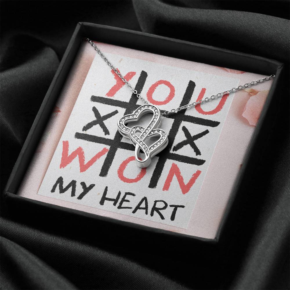 TO MY LOVE "TIC TAC TOE" DOUBLE HEARTS NECKLACE VALENTINES DAY GIFT SET - ON CLOUD NINE GIFTS