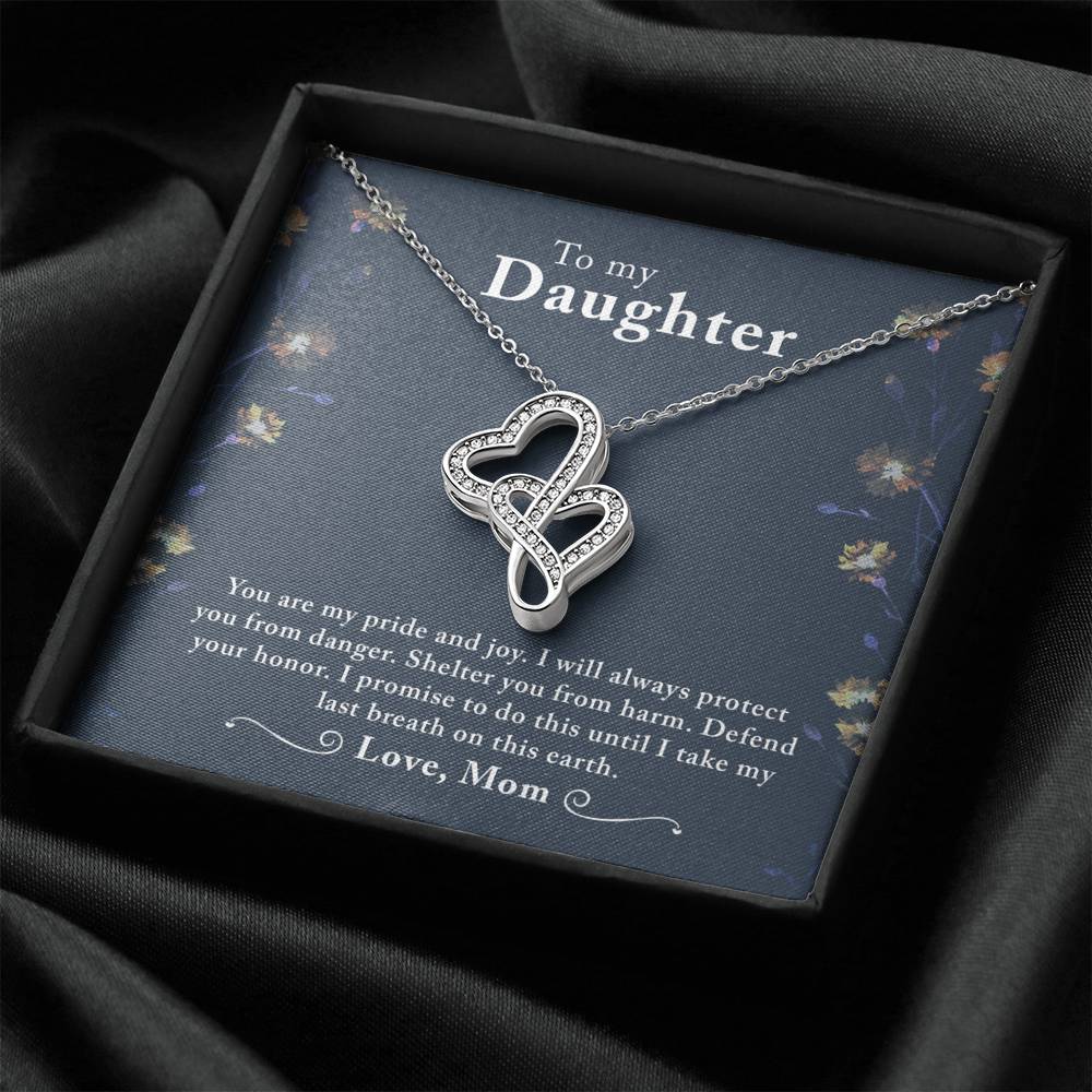 TO MY DAUGHTER "LAST BREATH" DOUBLE HEARTS NECKLACE GIFT SET - ON CLOUD NINE GIFTS