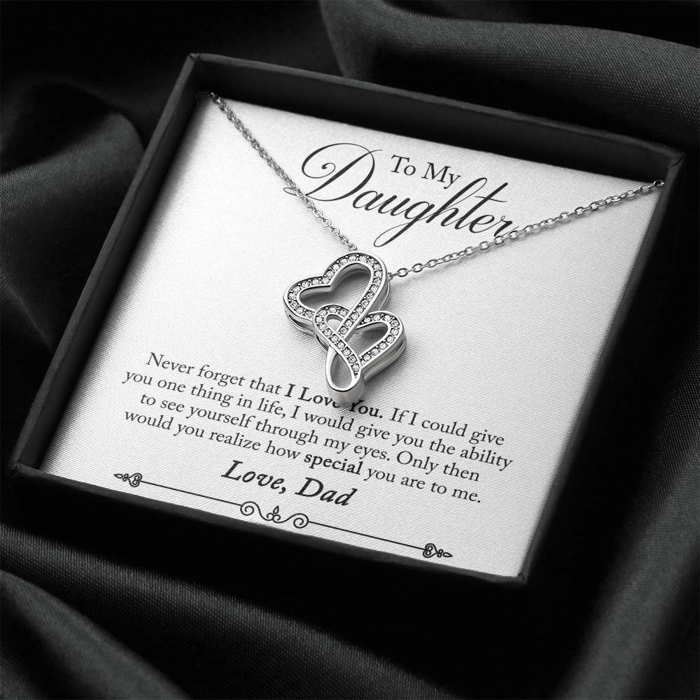 TO MY DAUGHTER "ONE THING - SO" DOUBLE HEARTS NECKLACE GIFT SET - ON CLOUD NINE GIFTS
