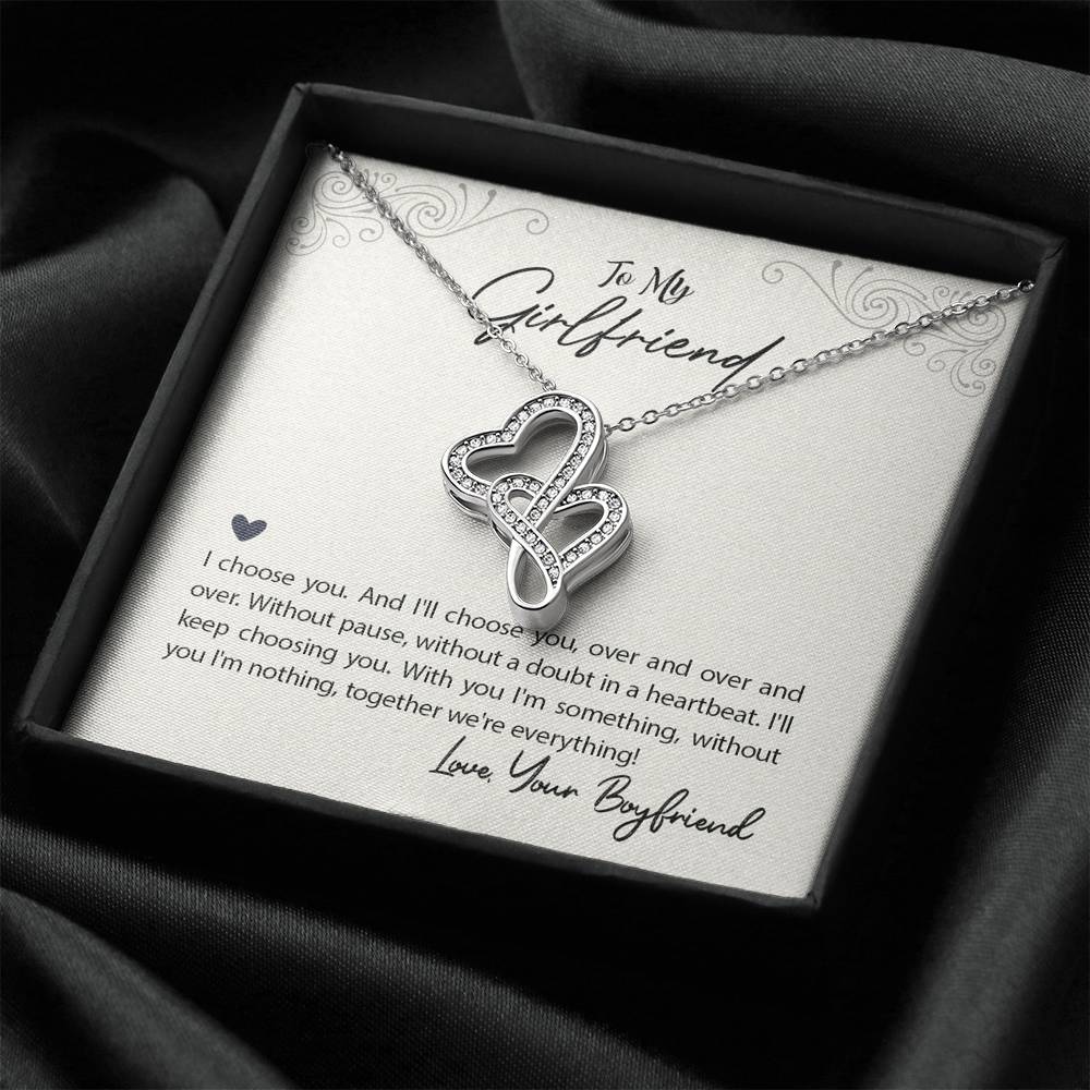 TO MY GIRLFRIEND "WE'RE EVERYTHING" DOUBLE HEARTS NECKLACE GIFT SET - ON CLOUD NINE GIFTS