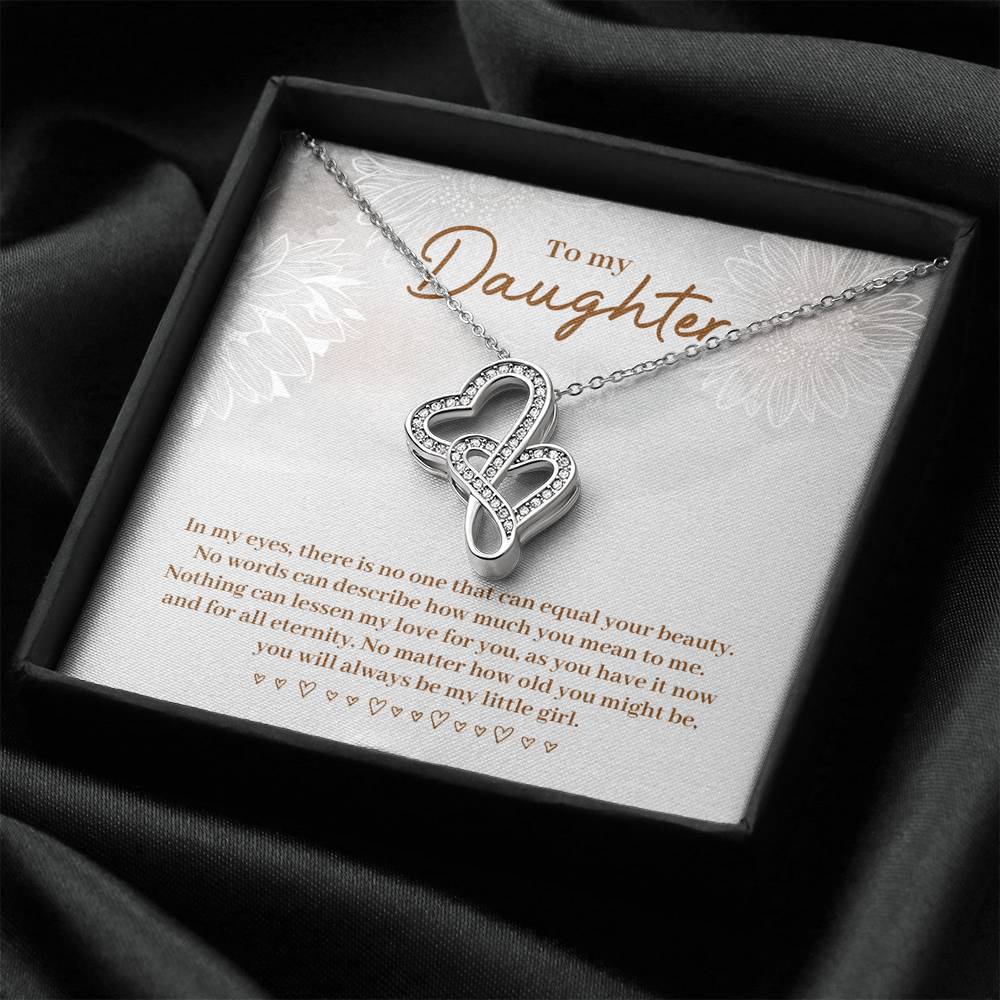 TO MY DAUGHTER "EQUAL YOUR BEAUTY" DOUBLE HEARTS NECKLACE GIFT SET - ON CLOUD NINE GIFTS