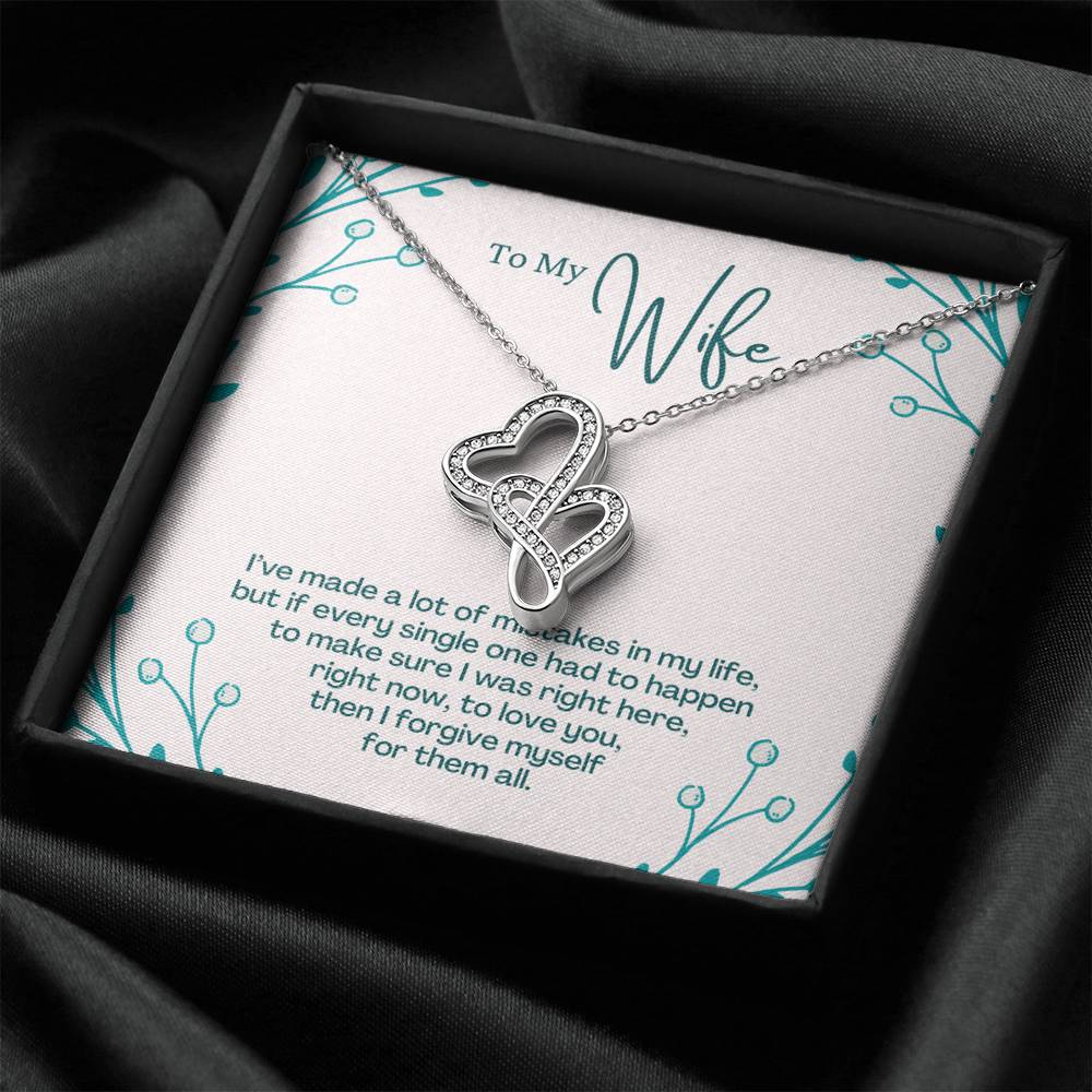 TO MY WIFE "MISTAKES - SO" DOUBLE HEARTS NECKLACE GIFT SET - ON CLOUD NINE GIFTS