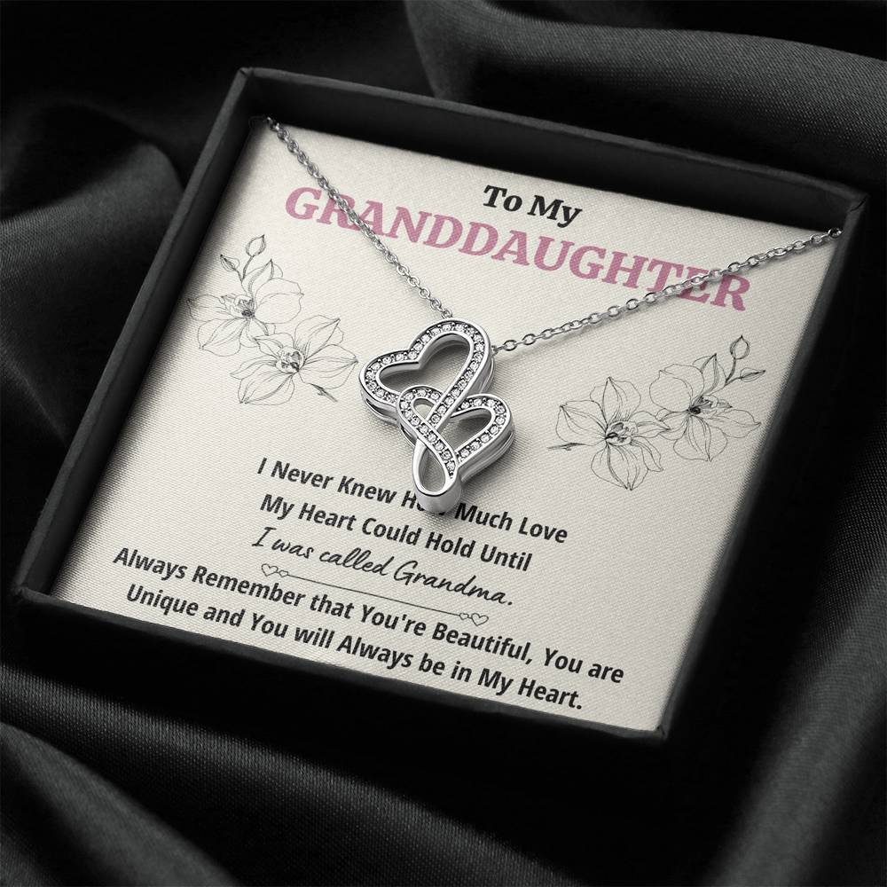 TO MY GRANDDAUGHTER "CALLED GRANDMA" DOUBLE HEARTS NECKLACE GIFT SET - ON CLOUD NINE GIFTS