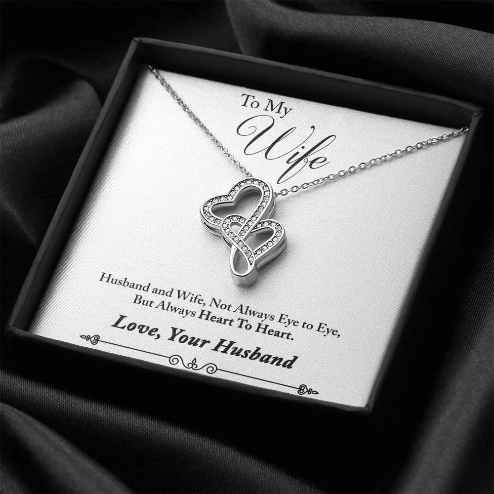 TO MY WIFE "HEART TO HEART - SO" DOUBLE HEARTS NECKLACE GIFT SET - ON CLOUD NINE GIFTS