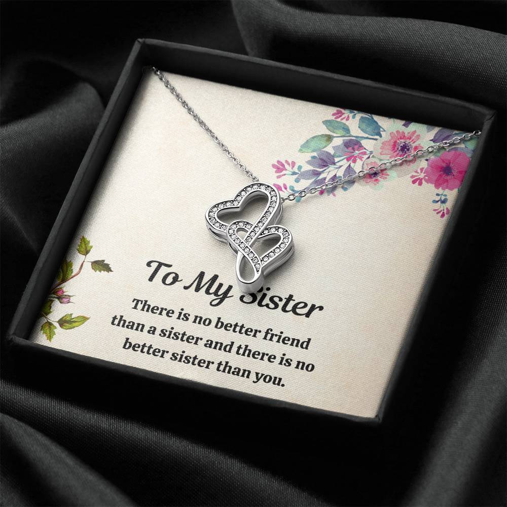 TO MY SISTER "FRIEND" DOUBLE HEARTS NECKLACE GIFT SET - ON CLOUD NINE GIFTS