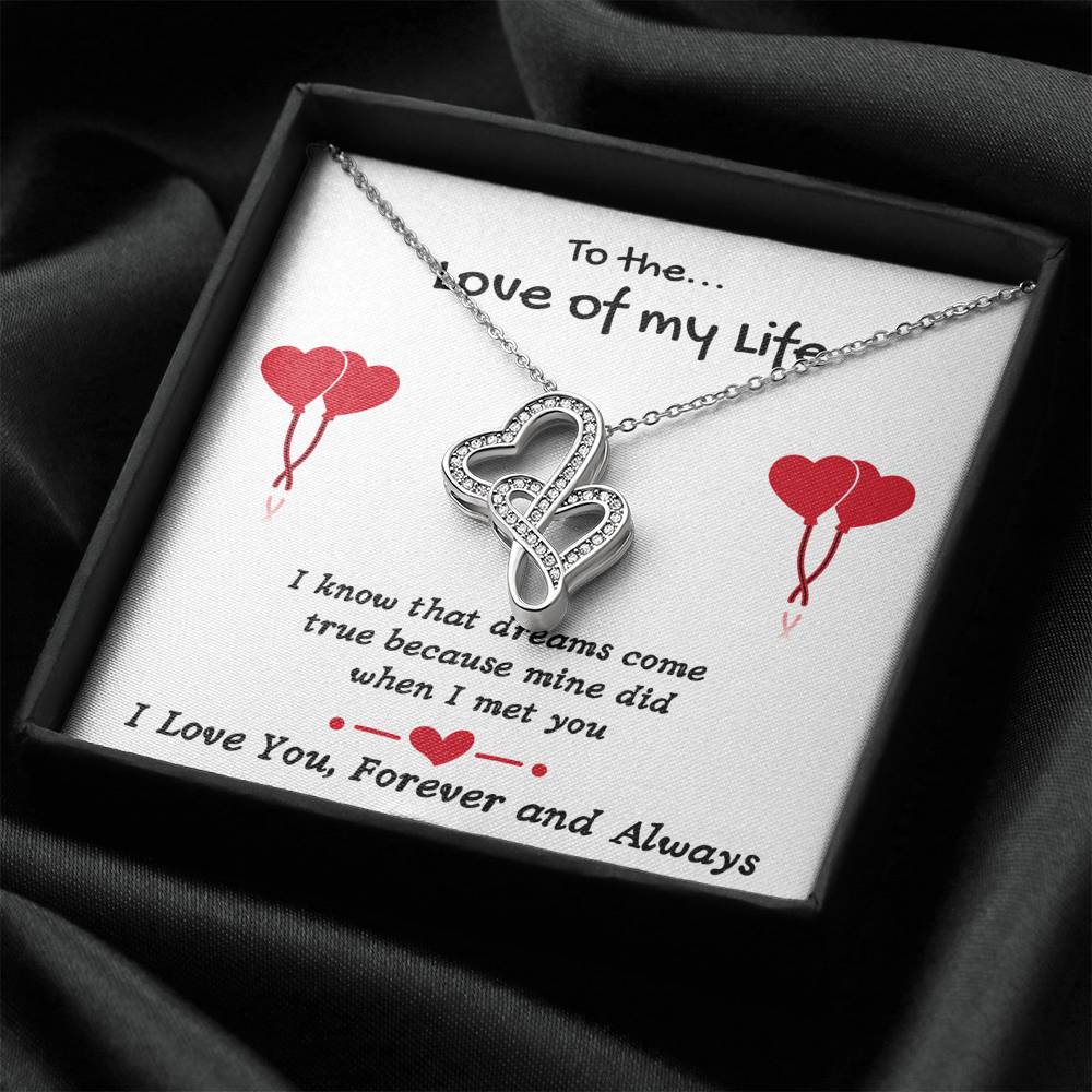 TO THE LOVE OF MY LIFE DOUBLE HEARTS NECKLACE GIFT SET - ON CLOUD NINE GIFTS