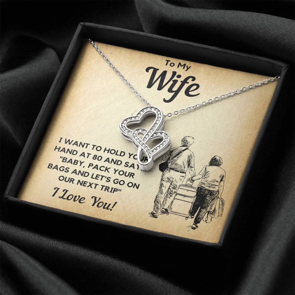 TO MY WIFE BAGS DOUBLE HEARTS NECKLACE GIFT SET - ON CLOUD NINE GIFTS