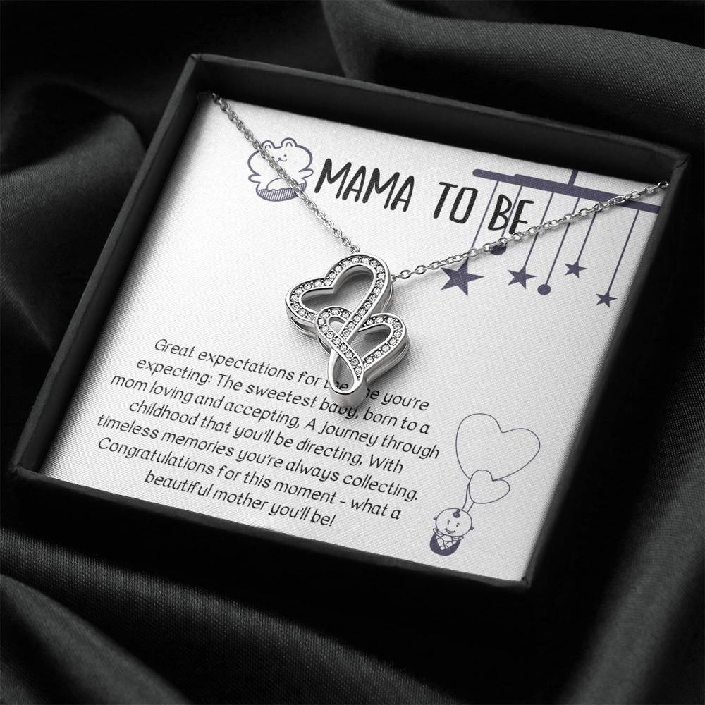 MAMA TO BE "BEAUTIFUL MOTHER" DOUBLE HEARTS NECKLACE GIFT SET - ON CLOUD NINE GIFTS