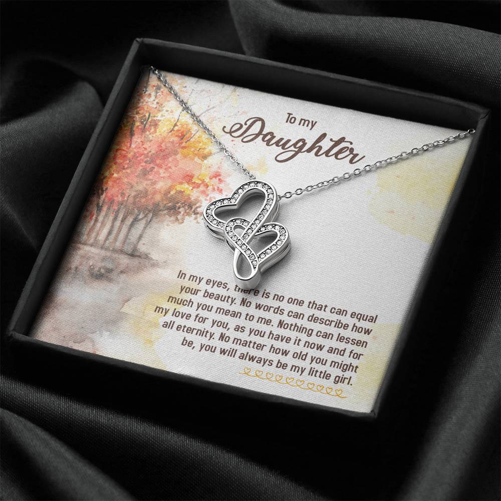 TO MY DAUGHTER "EQUAL YOUR BEAUTY - FALL" DOUBLE HEARTS NECKLACE GIFT SET - ON CLOUD NINE GIFTS