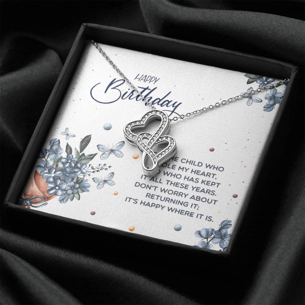 TO MY DAUGHTER "STOLE MY HEART" DOUBLE HEARTS NECKLACE BIRTHDAY GIFT SET - ON CLOUD NINE GIFTS