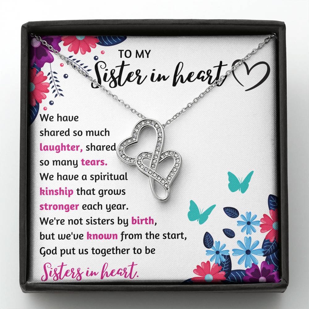 TO MY SISTER IN HEART DOUBLE HEARTS NECKLACE GIFT SET - ON CLOUD NINE GIFTS
