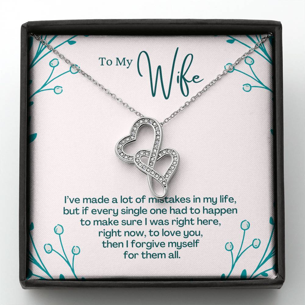 TO MY WIFE "MISTAKES - SO" DOUBLE HEARTS NECKLACE GIFT SET - ON CLOUD NINE GIFTS