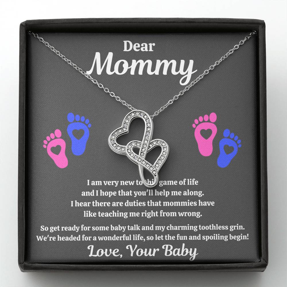 DEAR MOMMY "SPOILING HEART-FEET" DOUBLE HEARTS NECKLACE GIFT SET - ON CLOUD NINE GIFTS