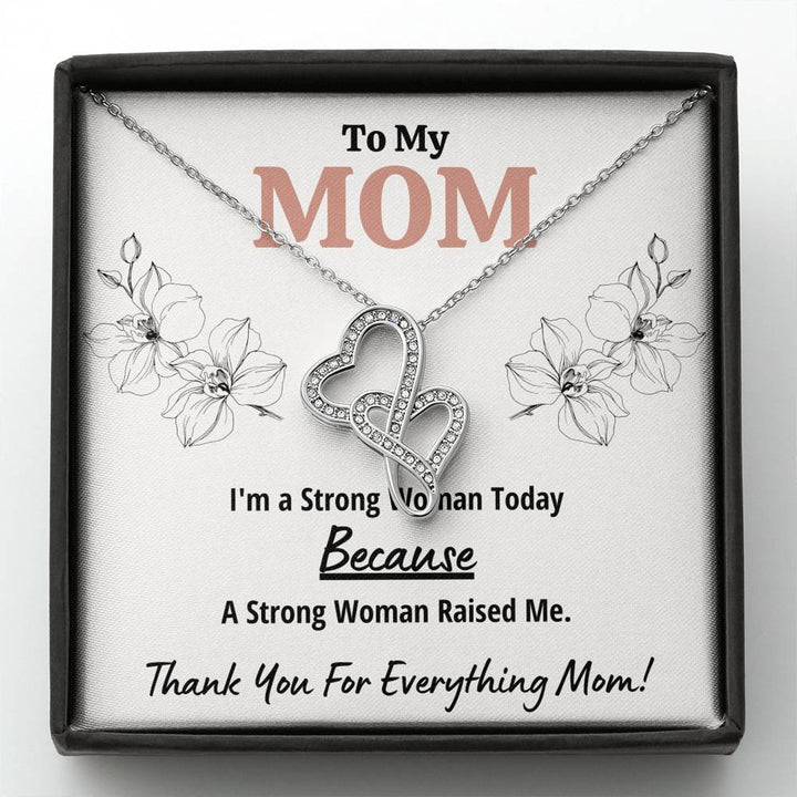 TO MY MOM "STRONG WOMAN" DOUBLE HEARTS NECKLACE GIFT SET - ON CLOUD NINE GIFTS