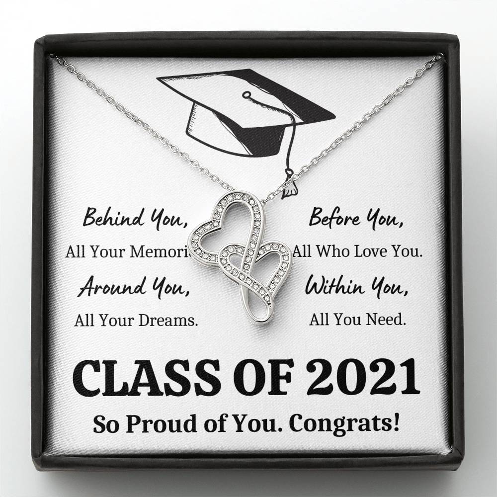 GRADUATION ALL YOU NEED DOUBLE HEARTS NECKLACE GIFT SET - ON CLOUD NINE GIFTS