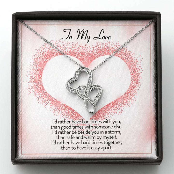TO MY LOVE "I'D RATHER" DOUBLE HEARTS NECKLACE GIFT SET - ON CLOUD NINE GIFTS