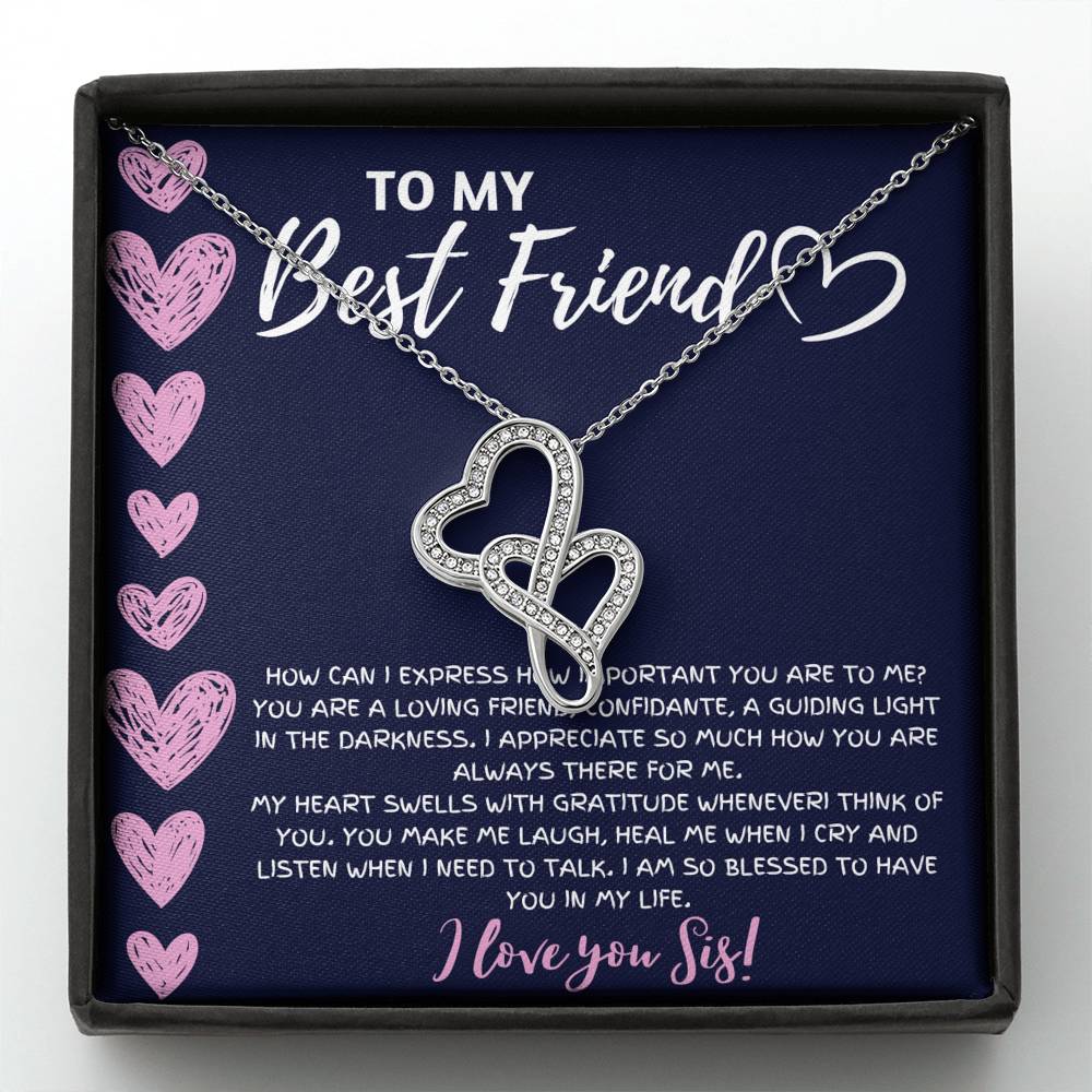 TO MY BEST FRIEND "BLESSED TO HAVE YOU IN MY LIFE" DOUBLE HEARTS NECKLACE GIFT SET - ON CLOUD NINE GIFTS