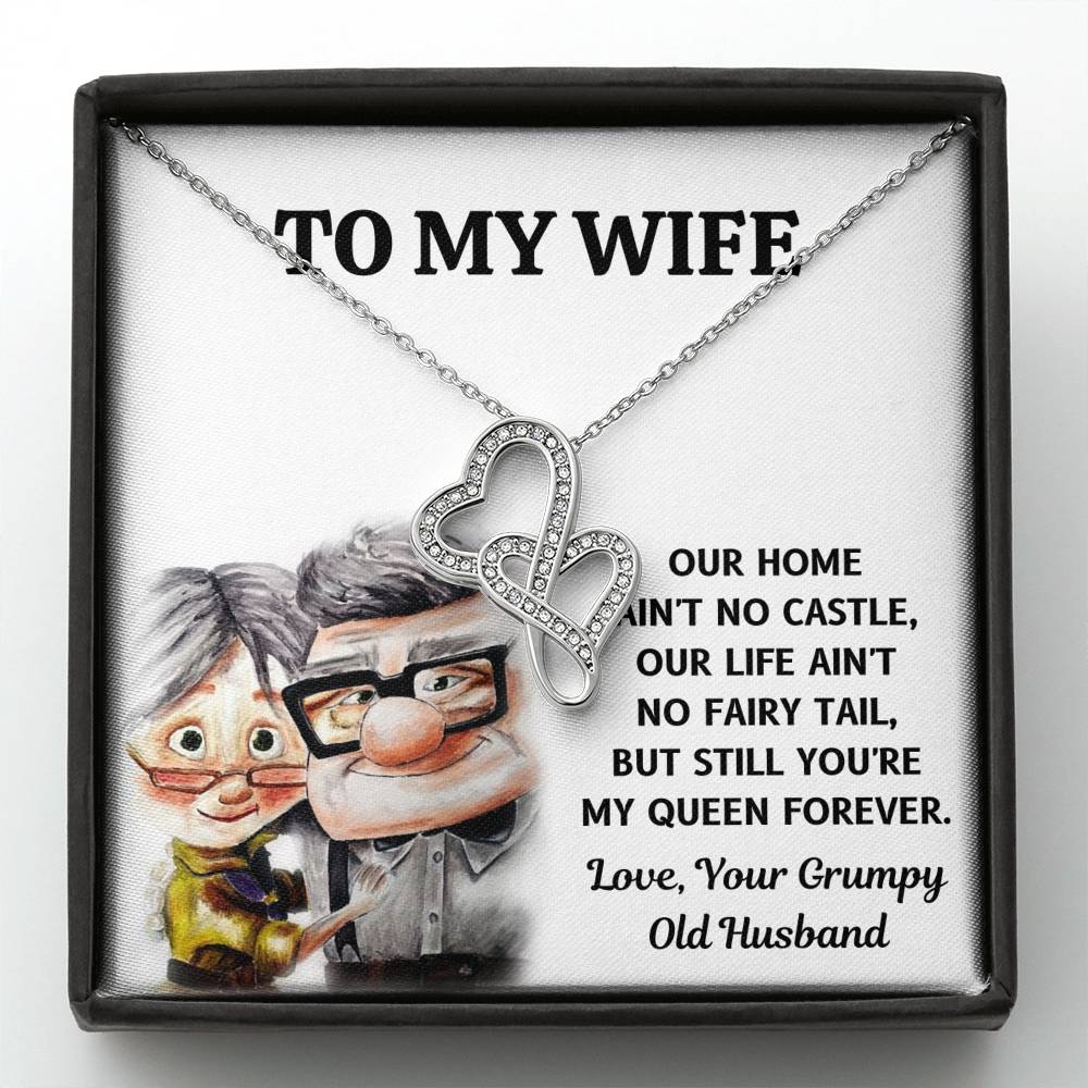 TO MY WIFE "CASTLE - UP" DOUBLE HEARTS NECKLACE GIFT SET - ON CLOUD NINE GIFTS