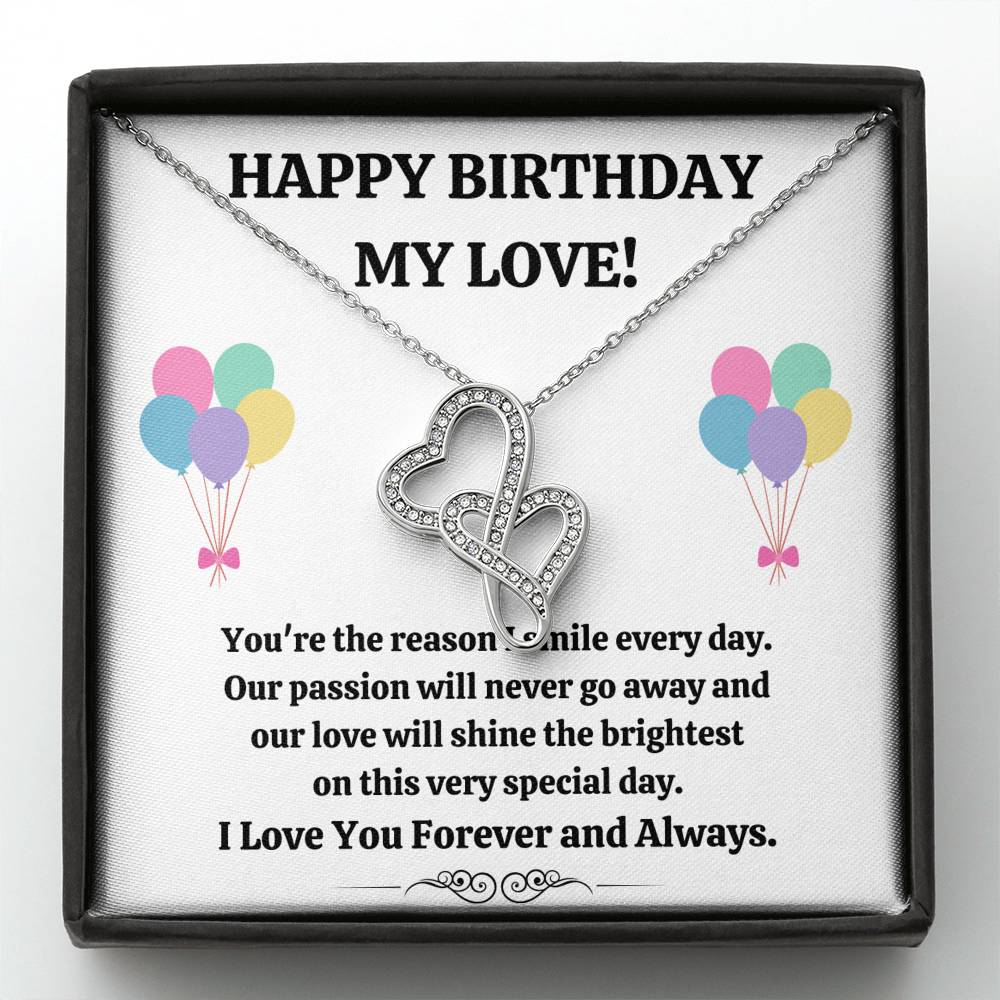 TO MY LOVE "REASON I SMILE" DOUBLE HEARTS NECKLACE GIFT SET - ON CLOUD NINE GIFTS