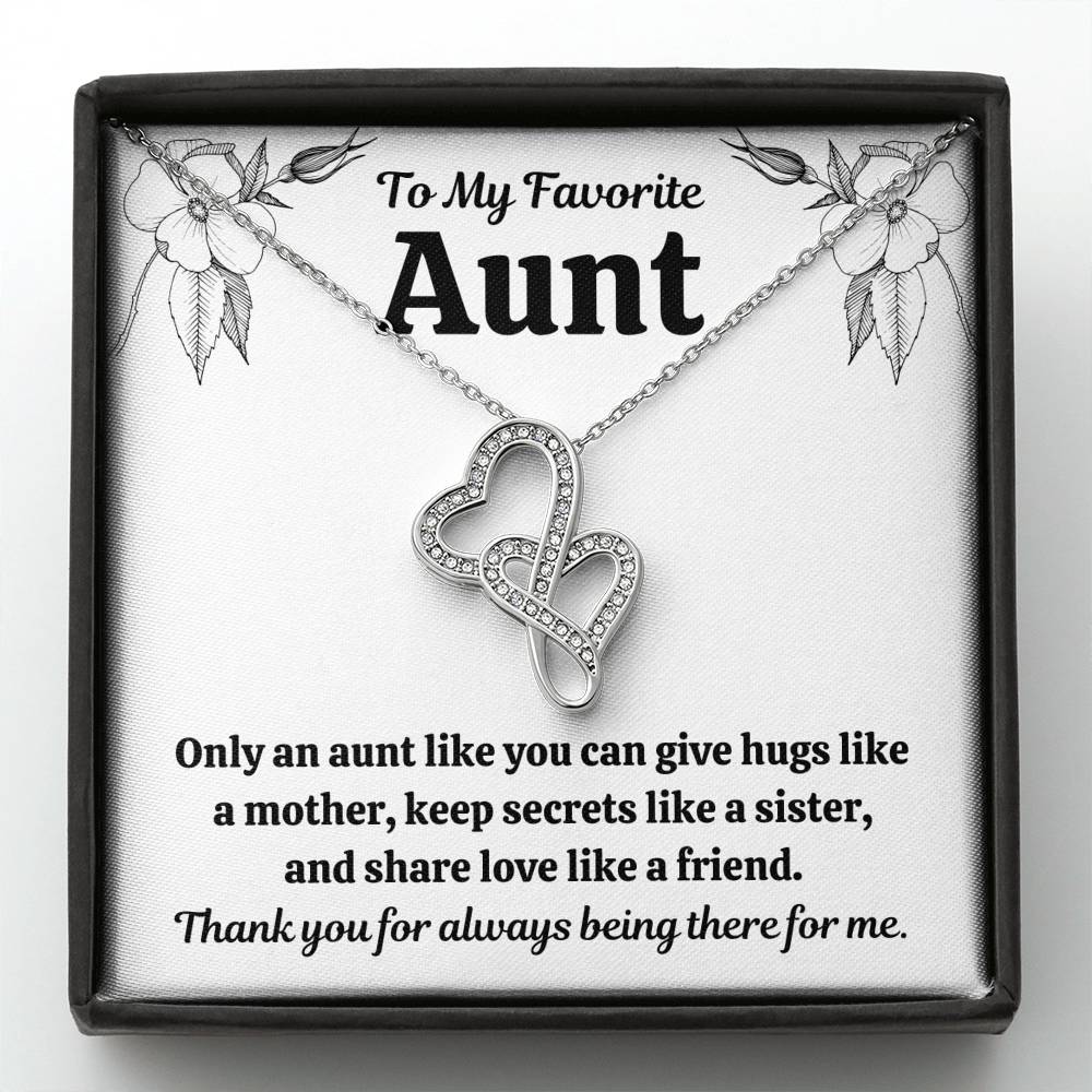 TO MY FAV AUNT "LIKE" DOUBLE HEARTS NECKLACE GIFT SET - ON CLOUD NINE GIFTS