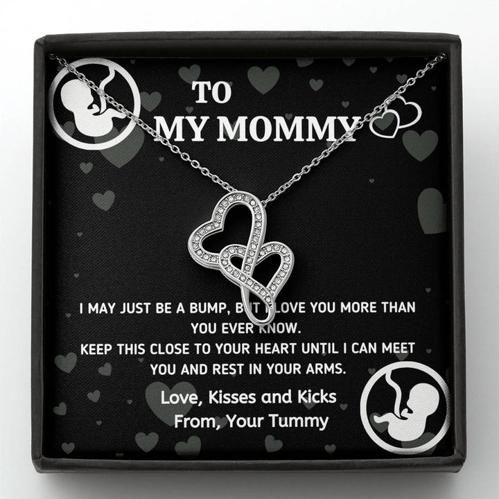 TO MY MOMMY "BABY IN TUMMY" DOUBLE HEARTS NECKLACE GIFT SET - ON CLOUD NINE GIFTS