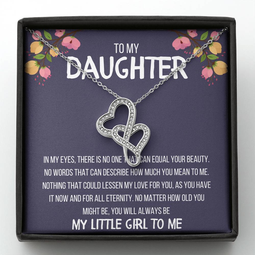 TO MY DAUGHTER "MY LITTLE GIRL TO ME" DOUBLE HEARTS NECKLACE GIFT SET - ON CLOUD NINE GIFTS