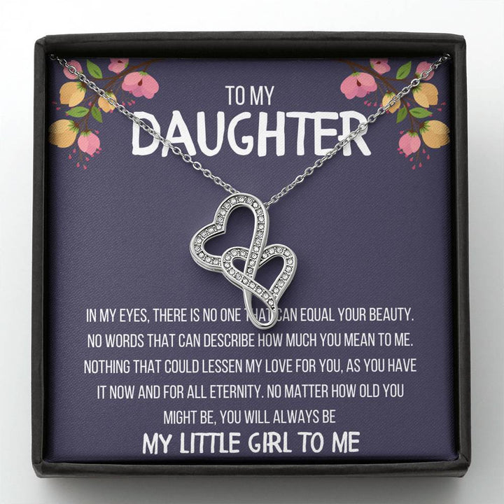 TO MY DAUGHTER "MY LITTLE GIRL TO ME" DOUBLE HEARTS NECKLACE GIFT SET - ON CLOUD NINE GIFTS