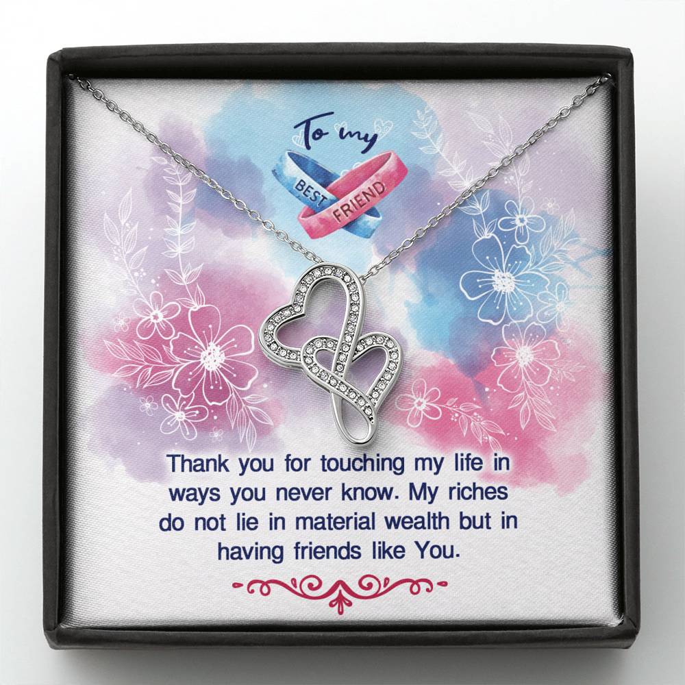 TO MY BEST FRIEND "MY RICHES" DOUBLE HEARTS NECKLACE GIFT SET - ON CLOUD NINE GIFTS