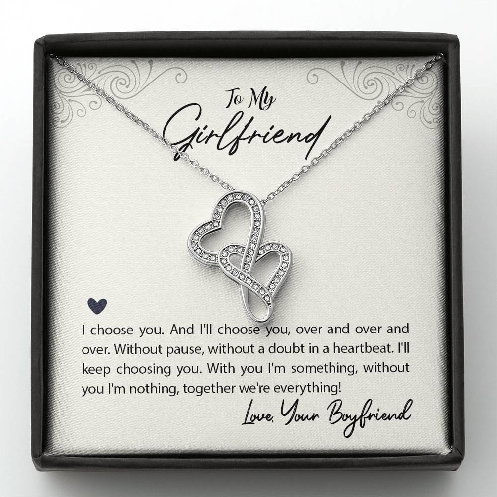 TO MY GIRLFRIEND "WE'RE EVERYTHING" DOUBLE HEARTS NECKLACE GIFT SET - ON CLOUD NINE GIFTS
