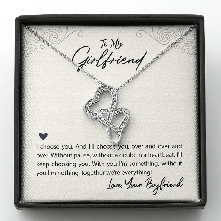 TO MY GIRLFRIEND "WE'RE EVERYTHING" DOUBLE HEARTS NECKLACE GIFT SET - ON CLOUD NINE GIFTS