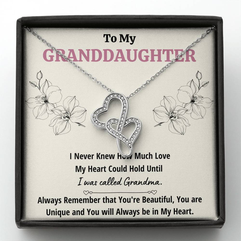 TO MY GRANDDAUGHTER "CALLED GRANDMA" DOUBLE HEARTS NECKLACE GIFT SET - ON CLOUD NINE GIFTS
