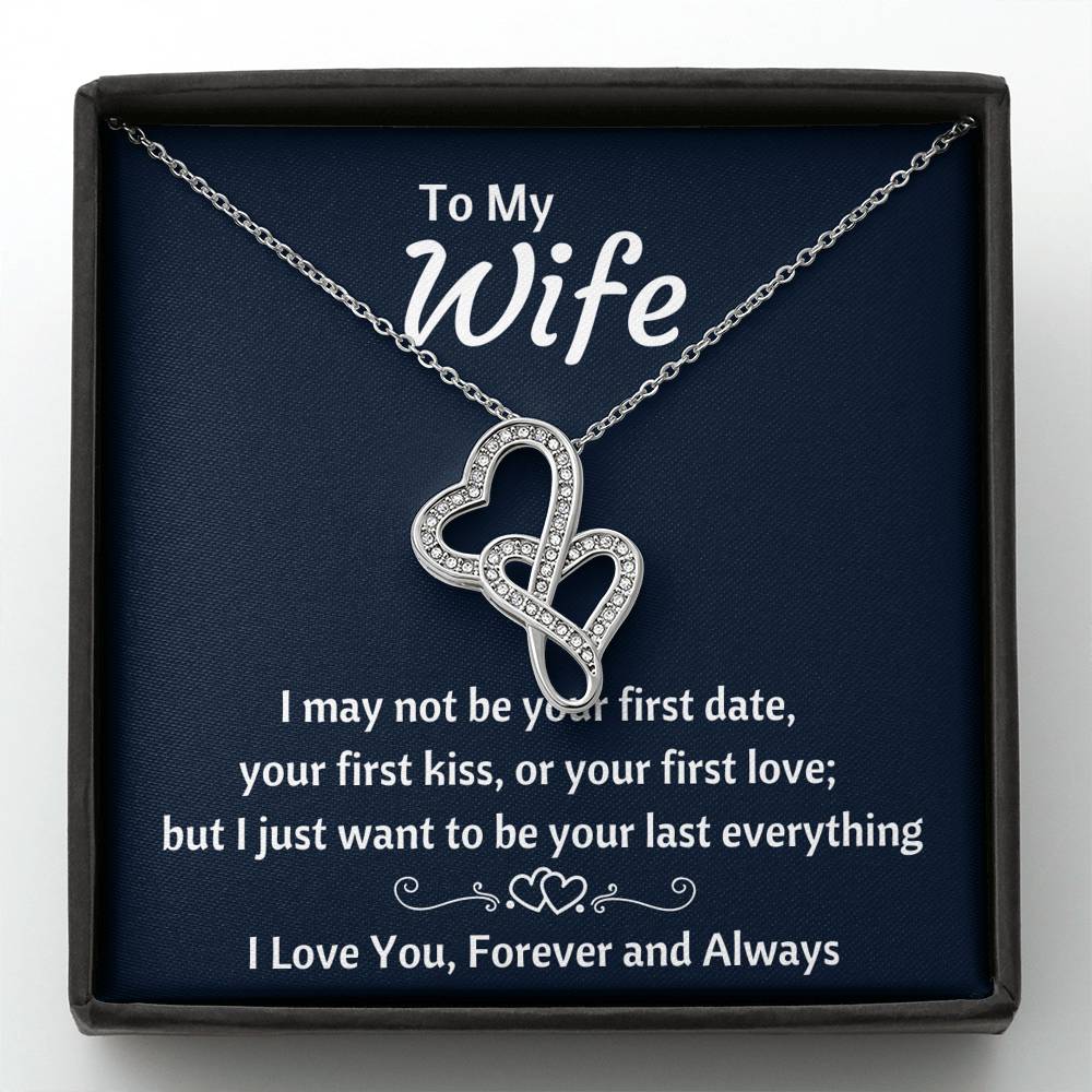 TO MY WIFE "YOUR LAST EVERYTHING" DOUBLE HEARTS NECKLACE GIFT SET - ON CLOUD NINE GIFTS