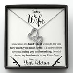 TO MY WIFE "VETERAN - BREATHING" DOUBLE HEARTS NECKLACE GIFT SET - ON CLOUD NINE GIFTS