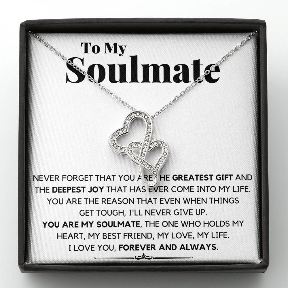 TO MY SOULMATE DEEPEST JOY DOUBLE HEART NECKLACE GIFT SET - ON CLOUD NINE GIFTS