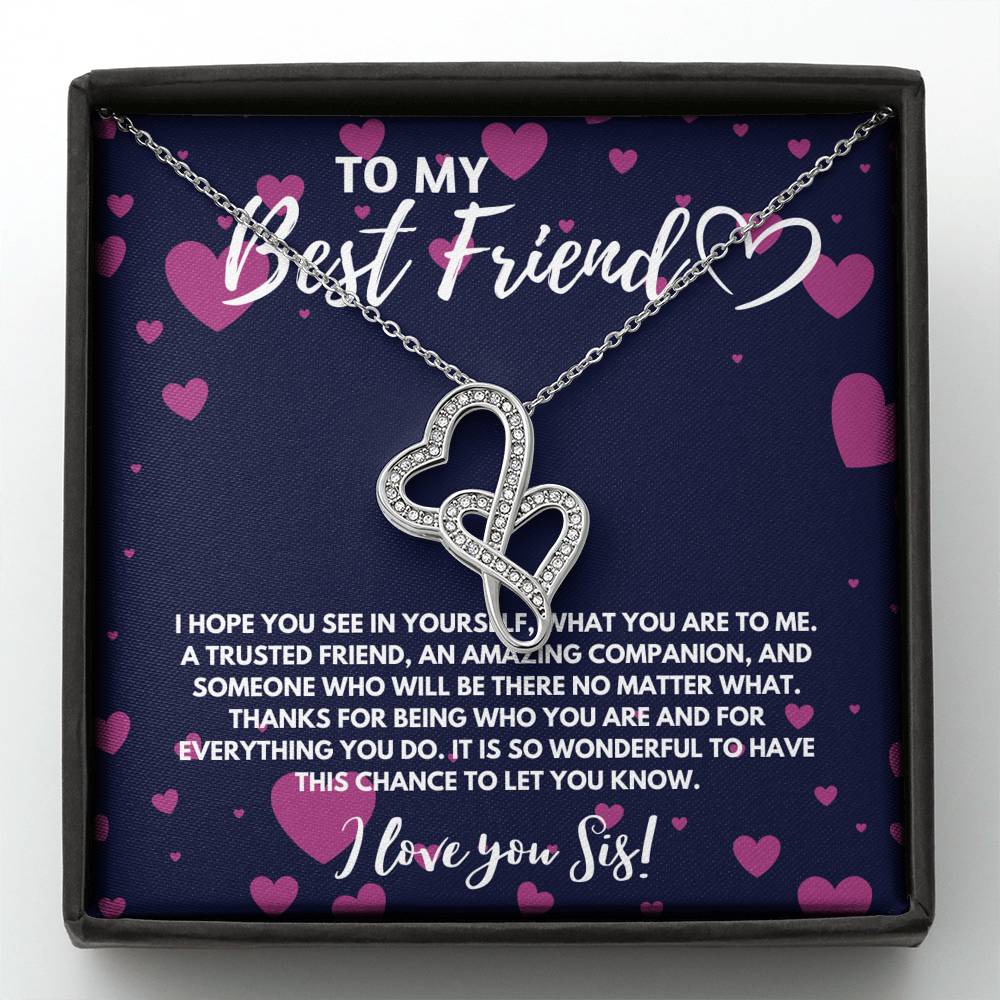 TO MY BEST FRIEND DOUBLE HEARTS NECKLACE GIFT SET - ON CLOUD NINE GIFTS