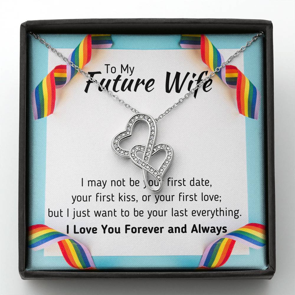 TO MY FUTURE WIFE LGBT DOUBLE HEARTS NECKLACE GIFT SET - ON CLOUD NINE GIFTS