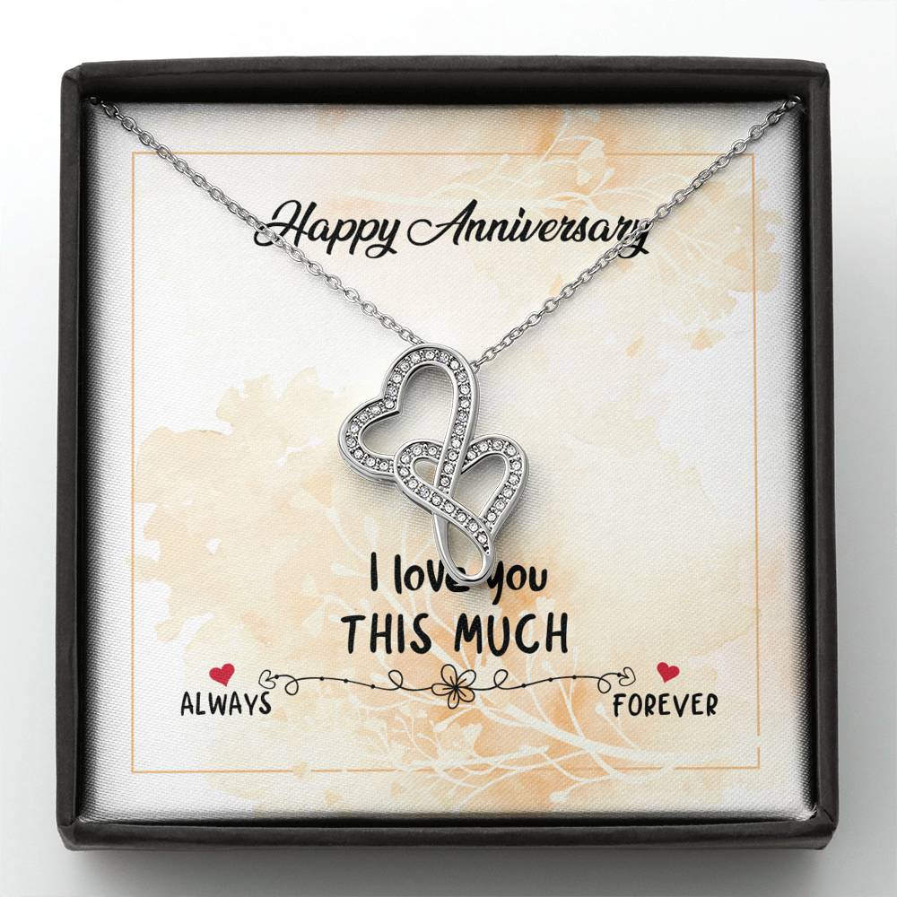 HAPPY ANNIVERSARY "THIS MUCH" DOUBLE HEARTS NECKLACE GIFT SET - ON CLOUD NINE GIFTS