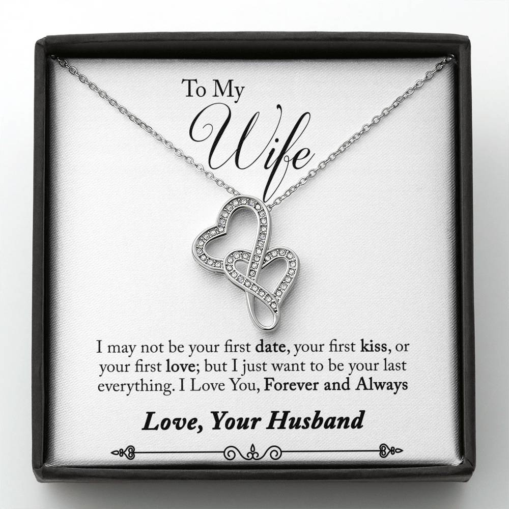 TO MY WIFE "LAST EVERYTHING - SO" DOUBLE HEARTS NECKLACE GIFT SET - ON CLOUD NINE GIFTS